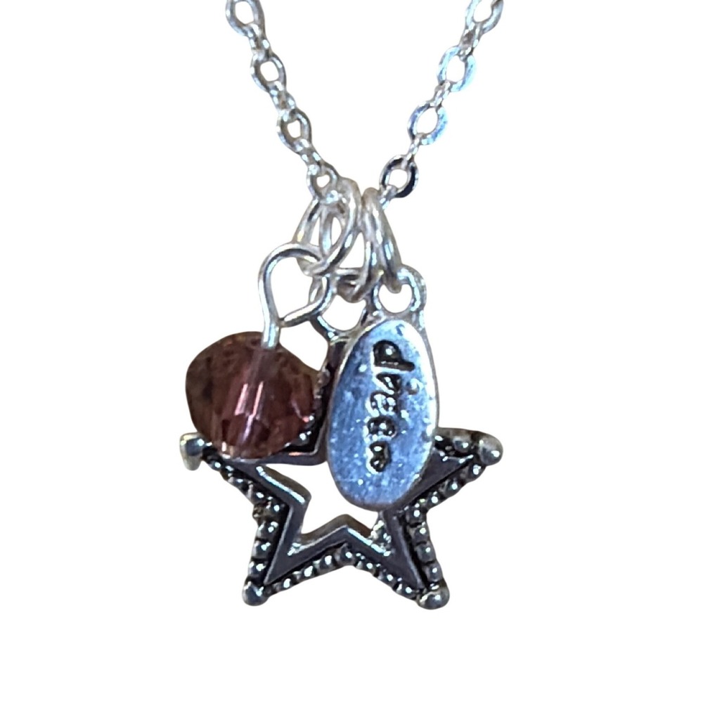 Dream Star Charm Necklace Silver Tone Purple‎ Bead Celestial y2k Style